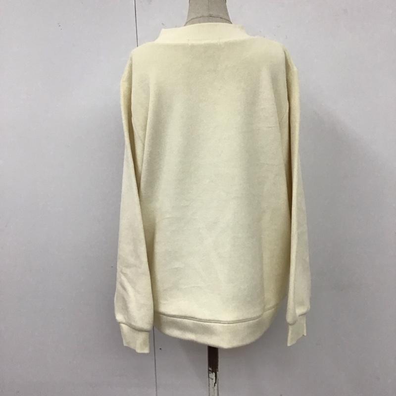 クロコダイル CROCODILE カットソー 長袖 0302-25230 モックネック L ワンポイント アイボリー / アイボリー / レディース USED 古着 中古 10120604
