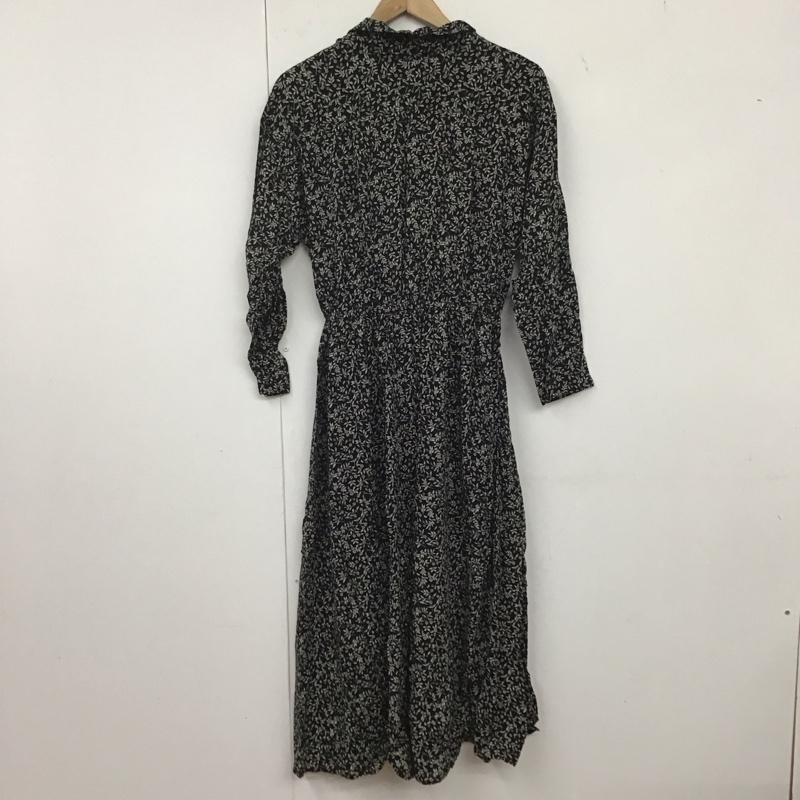 ローリーズファーム LOWRYS FARM ワンピース ロングスカート 長袖ロングワンピース シャツワンピース 前開ボタン FREE 総柄 X プリント X 花柄 白 / ホワイト / X 黒 / ブラック / レディース USED 古着 中古 10135169
