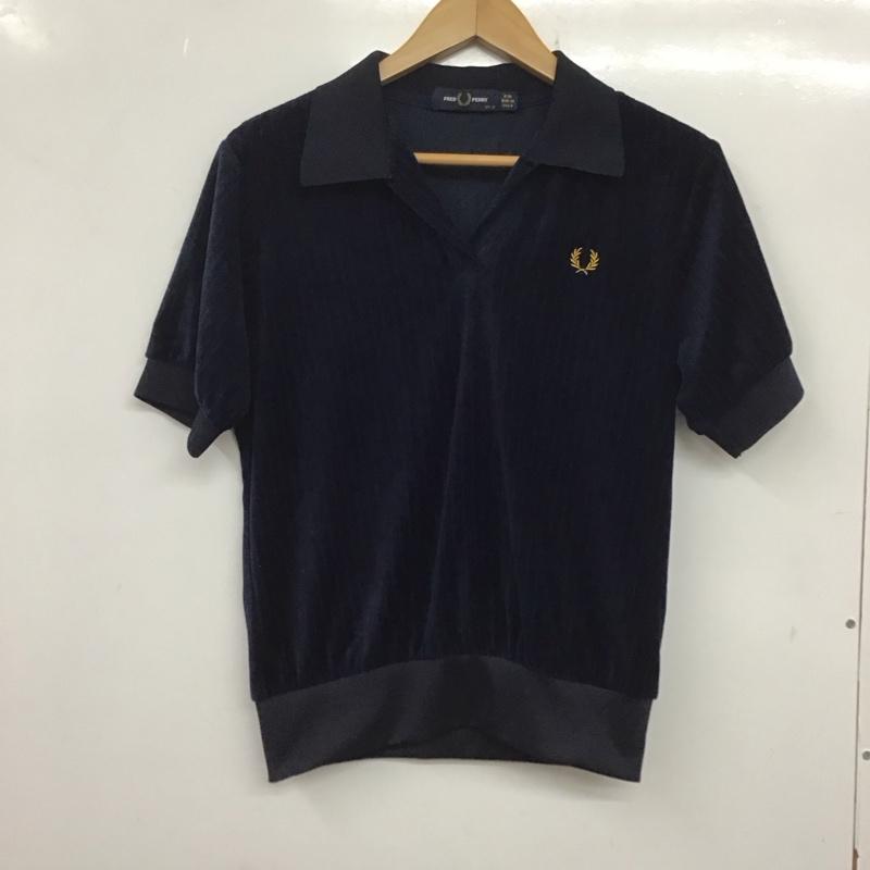 フレッドペリー FRED PERRY ポロシャツ 半袖 F5386 ベロアポロ スキッパーポロ ワンポイント 紺 / ネイビー / レディース USED 古着 中古 10138691