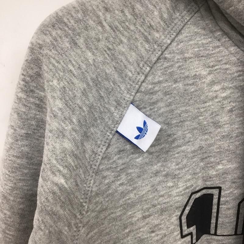 アディダス adidas パーカー 長袖 S19614 L プリント X ロゴ、文字 灰 / グレー / レディース USED 古着 中古 10139536