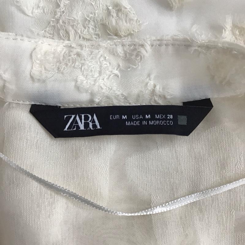 ザラ ZARA シャツ、ブラウス 長袖 長袖シャツ ノーカラーシャツ カジュアルシャツ M 総柄 白 / ホワイト / レディース USED 古着 中古 10110282