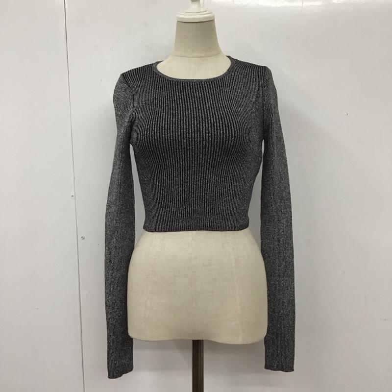 ザラ ZARA カットソー 長袖 3519 168 808 クロップド丈 ラメ S 無地 黒 / ブラック /  レディース USED 古着 中古 10113482