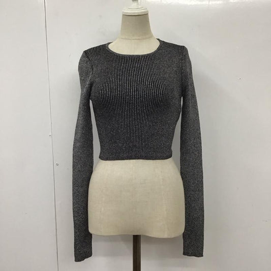 ザラ ZARA カットソー 長袖 3519 168 808 クロップド丈 ラメ S 無地 黒 / ブラック /  レディース USED 古着 中古 10113482