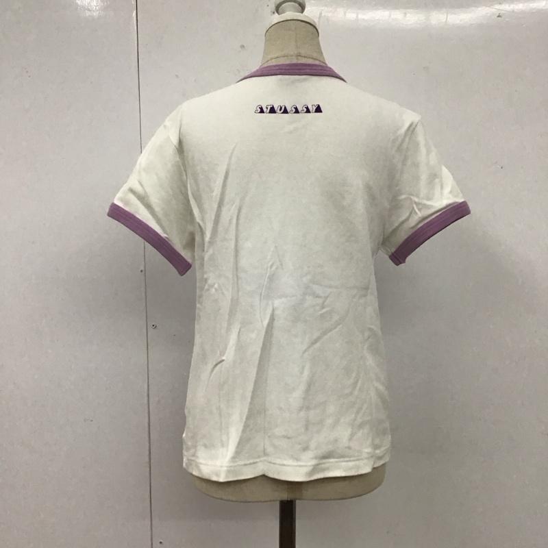 ステューシー STUSSY Tシャツ 半袖 クルーネック M ロゴ、文字 白 / ホワイト / X 紫 / パープル / レディース USED 古着 中古 10109474