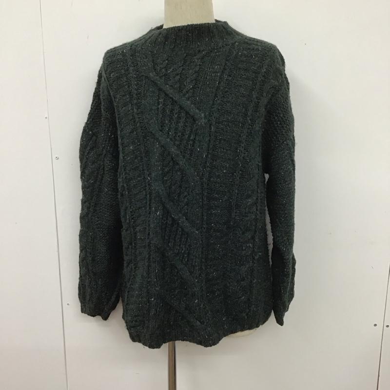 エルエルビーン L.L.Bean ニット、セーター 長袖 80s ケーブルニット ブルガリア製 M 無地 カーキ / カーキ / メンズ USED 古着 中古 10106285