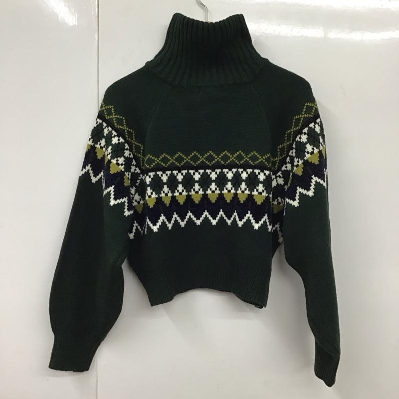 エヴリス EVRIS ニット、セーター 長袖 372252601701 ノルディックZIPニット FREE 緑 / グリーン / レディース USED 古着 中古 10130973