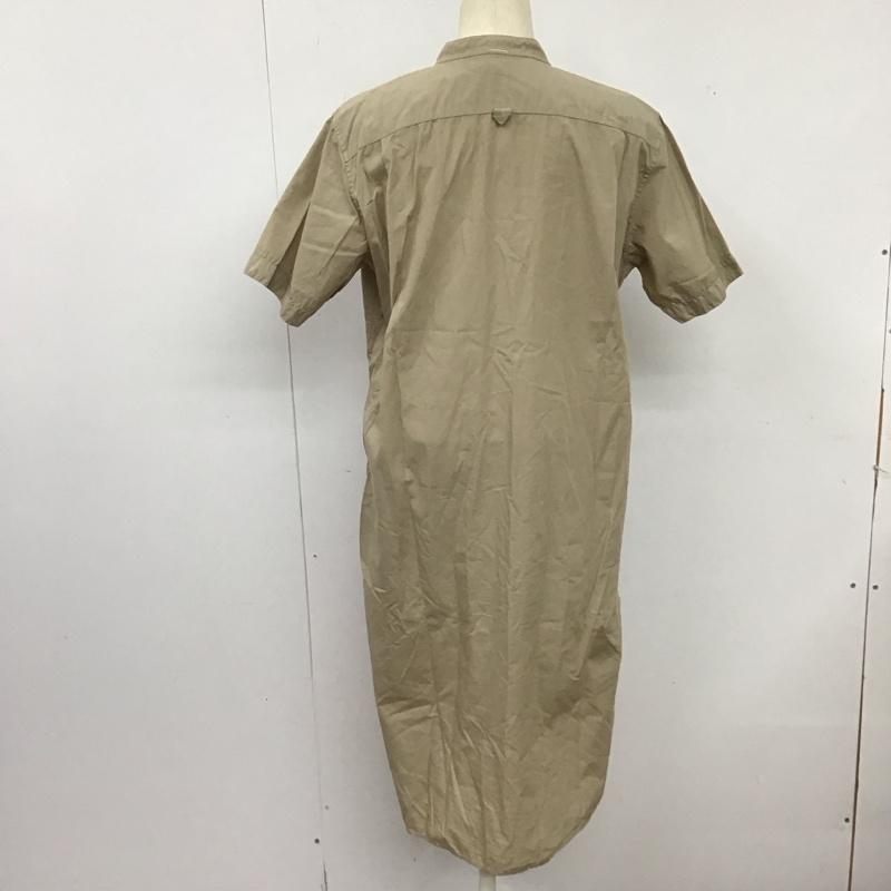 エムエイチエル MHL. ワンピース ロングスカート 半袖シャツワンピース ロングワンピース ノーカラー 1 無地 ベージュ / ベージュ / レディース USED 古着 中古 10126147