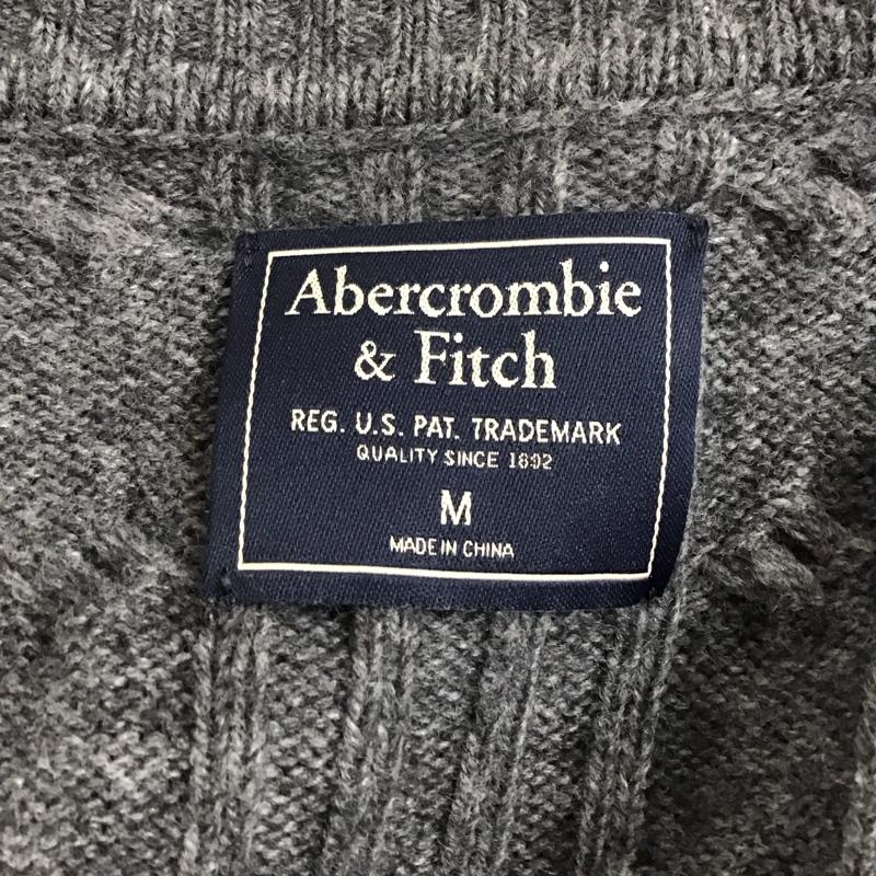 アバクロンビーアンドフィッチ ABERCROMBIE&FITCH ニット、セーター 長袖 長袖ニットカットソー ニット セーター クルーネックニット M ロゴ、文字 灰 / グレー / メンズ USED 古着 中古 10123893
