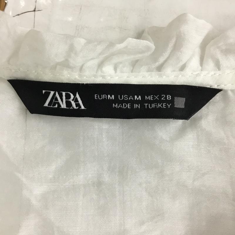 ザラ ZARA シャツ、ブラウス 半袖 ノースリーブシャツ フリルシャツ ノーカラーシャツ ノースリーブカットソー M 無地 白 / ホワイト / レディース USED 古着 中古 10110304