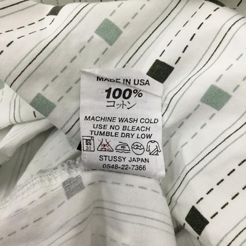 ステューシー STUSSY シャツ、ブラウス 半袖 半袖シャツ カラーシャツ 半袖カットソー プリントシャツ M 総柄 白 / ホワイト / X カーキ / カーキ / メンズ USED 古着 中古 10106404