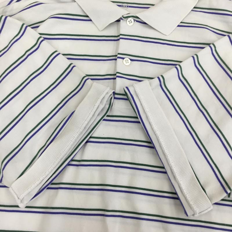 ポロゴルフラルフローレン POLOGOLF ポロシャツ 半袖 M ボーダー柄 白 / ホワイト / メンズ USED 古着 中古 10133531