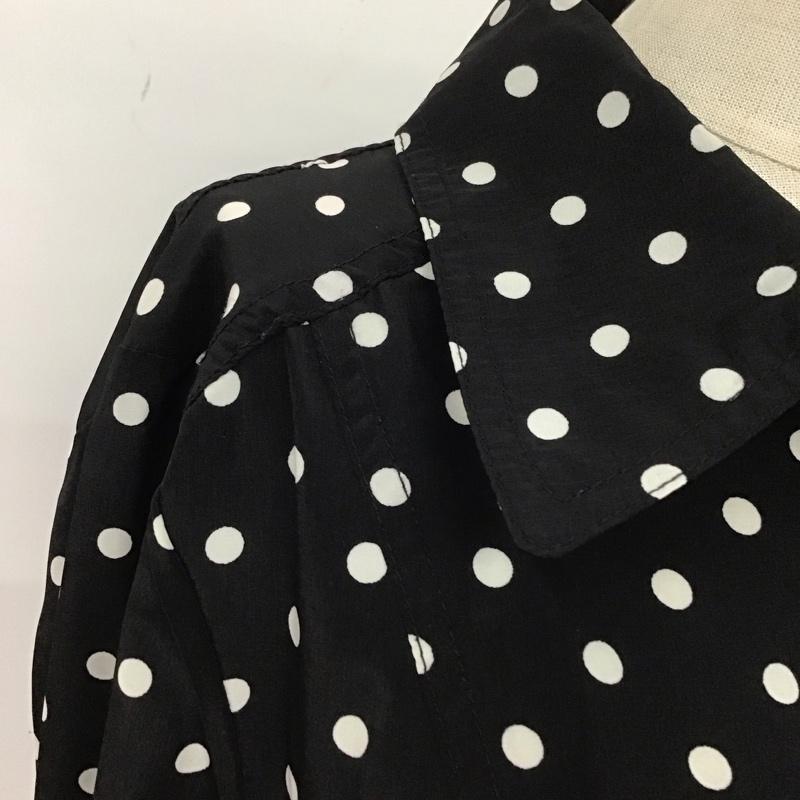 セシルマクビー CECIL McBEE ワンピース ひざ丈スカート 長袖シャツワンピース カラーブラウスワンピース 総柄 M 総柄 黒 / ブラック / X 白 / ホワイト / レディース USED 古着 中古 10113796