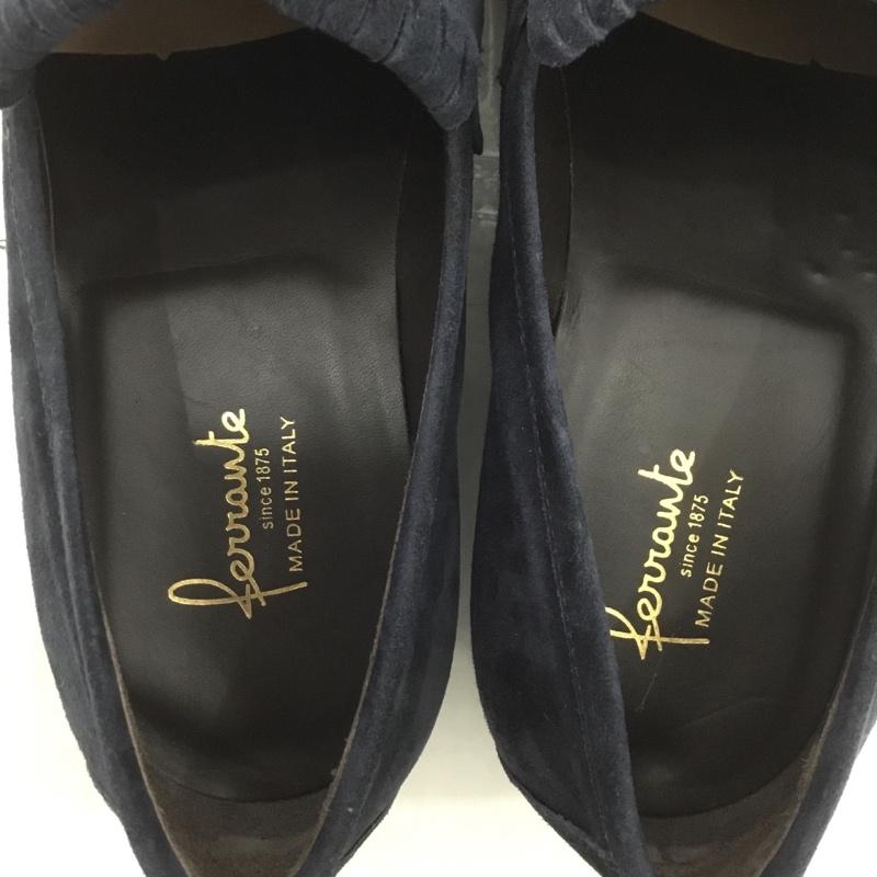 フェランテ FERRANTE ローファー ローファー MIAMI スエード 6 1/2 箱有 無地 紺 / ネイビー / メンズ USED 古着 中古 10123626