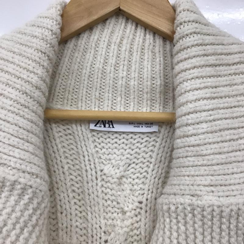 ザラ ZARA コート コート一般 3859/118/712 ケーブルニット テクスチャーニットコート L 無地 白 / ホワイト / レディース USED 古着 中古 10134002