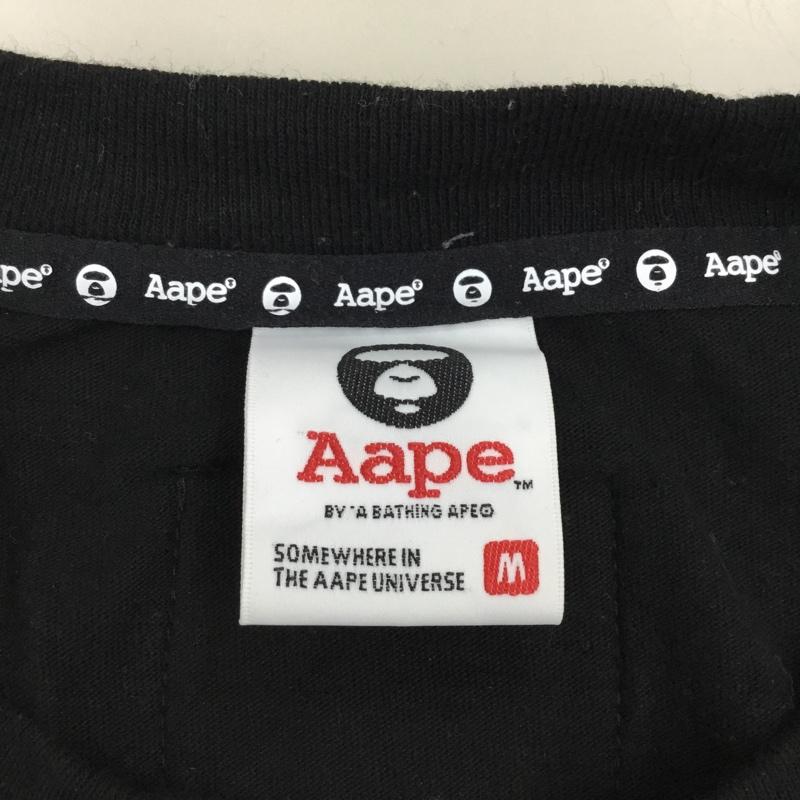 エーエイプバイアベイシングエイプ AAPE BY A BATHING APE カットソー 長袖 長袖カットソー クルーネックカットソー プリントTシャツ ロングスリーブカットソー M プリント 黒 / ブラック /  メンズ USED 古着 中古 10111293