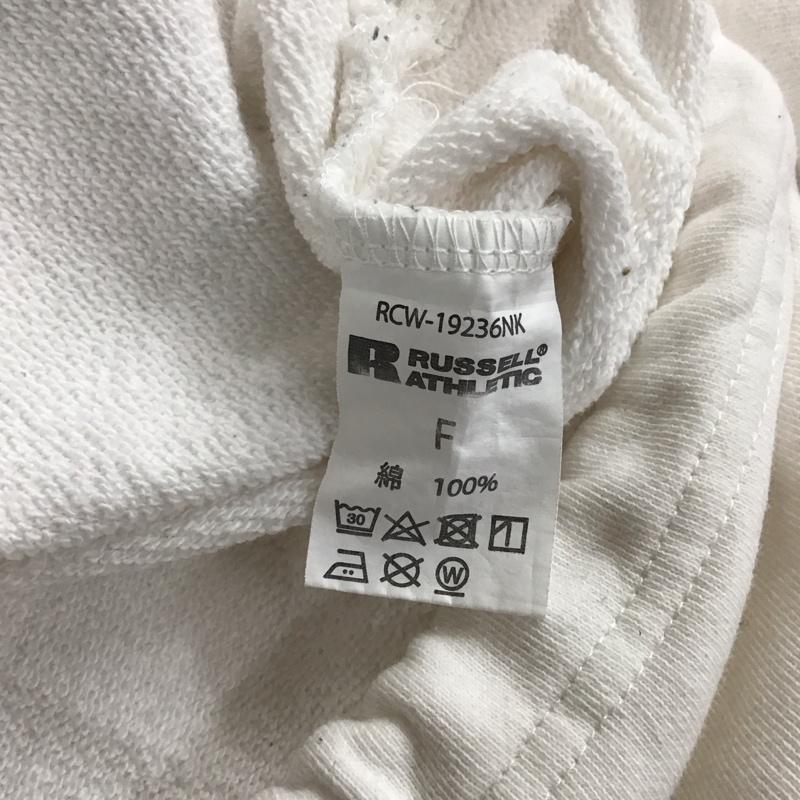 ラッセルアスレティック Russell Athletic ワンピース ひざ丈スカート RCW-19236NK スウェット ロングパーカー 長袖 サイドスリット FREE ロゴ、文字 白 / ホワイト / レディース USED 古着 中古 10119597