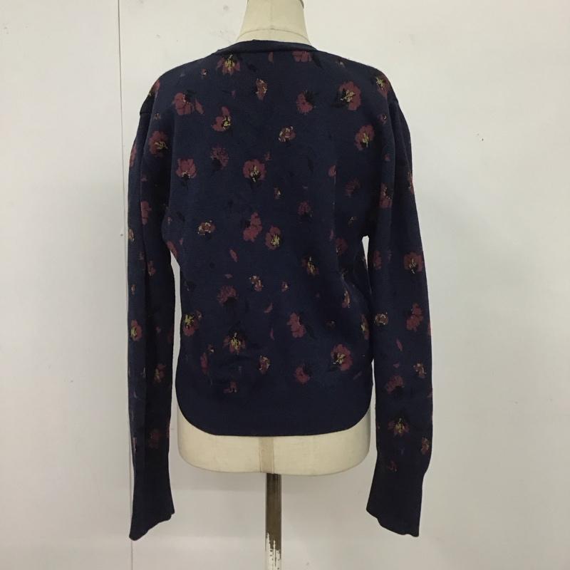 ザラ ZARA カーディガン 長袖 長袖カーディガン 長袖カットソー ノーカラージャケット 前開カーディガン L プリント 紺 / ネイビー / レディース USED 古着 中古 10124344