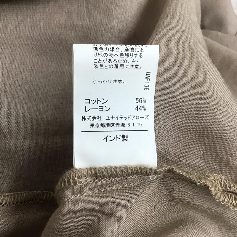 グリーンレーベルリラクシング green label relaxing シャツ、ブラウス 七分袖 3611-104-1941 ピンタック バンドカラー 無地 ベージュ / ベージュ / レディース USED 古着 中古 10109664
