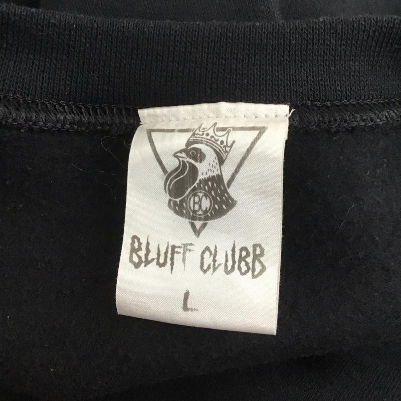 ブルフクラブ BLUFF CLUBB トレーナー 長袖 長袖トレーナー スウェット クルーネック リブスウェットカットソー L プリント 黒 / ブラック / メンズ USED 古着 中古 10108020
