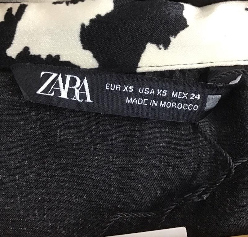 ザラ ZARA ワンピース ロングスカート 9621 261 093 カシュクール 長袖 XS 総柄 黒 / ブラック / レディース USED 古着 中古 10139399