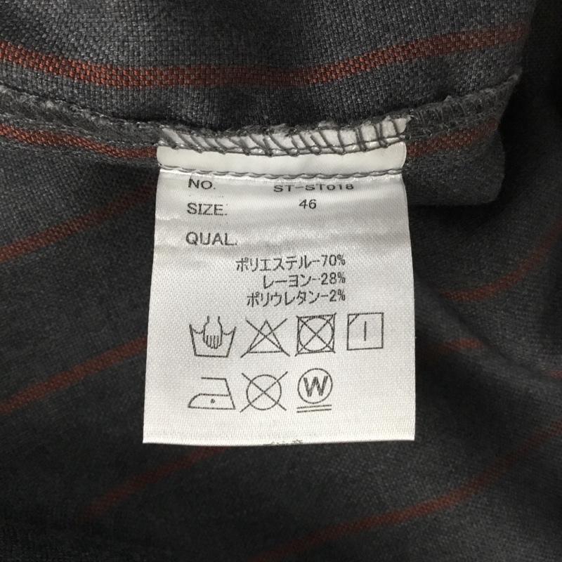 スターター STARTER シャツ、ブラウス 半袖 半袖シャツ ノーカラーシャツ 半袖カットソー ストライプシャツ 46 ロゴ、文字 灰 / グレー / メンズ USED 古着 中古 10120832