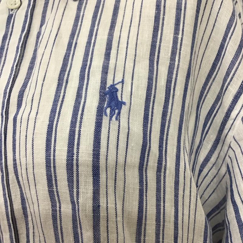 ポロラルフローレン POLO RALPH LAUREN シャツ、ブラウス 長袖 長袖シャツ カラーシャツ ポケットシャツ 長袖カットソー ストライプシャツ XS ストライプ 白 / ホワイト / X 青 / ブルー / レディース USED 古着 中古 10114521