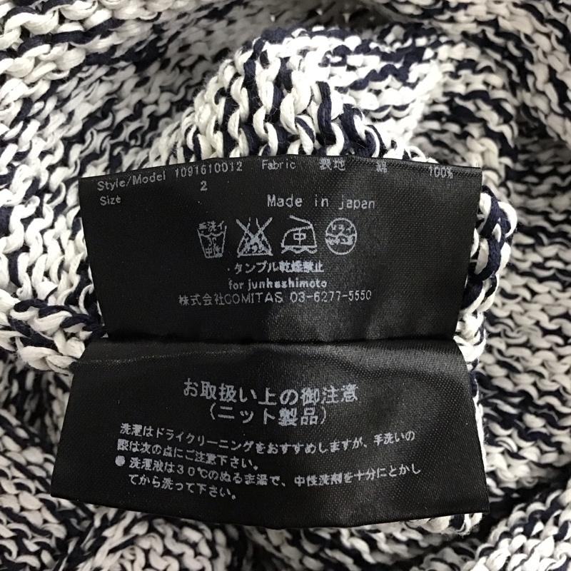 ジュンハシモト junhashimoto ニット、セーター 長袖 1091610012 TAPEYARN 長袖ニット クルーネック 2 総柄 白 / ホワイト / X 紺 / ネイビー / メンズ USED 古着 中古 10144609