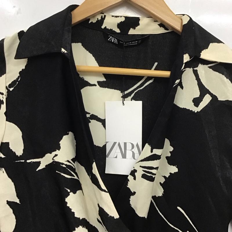 ザラ ZARA ワンピース ロングスカート 9621 261 093 カシュクール 長袖 XS 総柄 黒 / ブラック / レディース USED 古着 中古 10139399