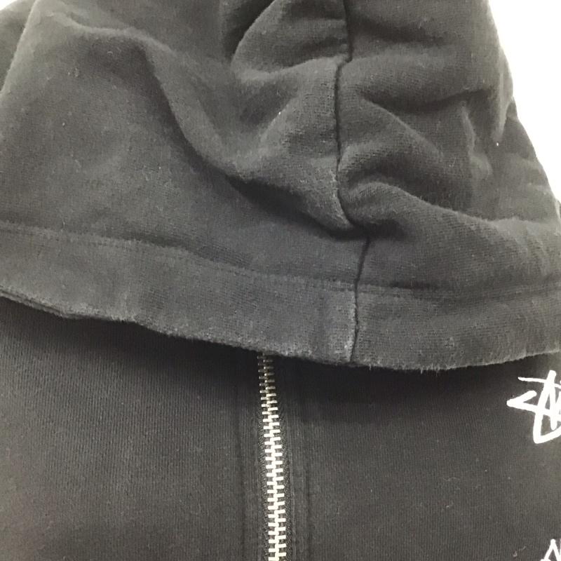 ステューシー STUSSY パーカー 長袖 CUSTOM MADE 裏起毛 TEN バックプリント ロゴ、文字 黒 / ブラック / レディース USED 古着 中古 10109415