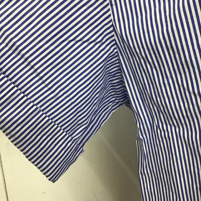ザラ ZARA シャツ、ブラウス 半袖 8053 727 044 オーバーサイズ ロング丈 S ストライプ 白 / ホワイト / X 青 / ブルー / レディース USED 古着 中古 10109659