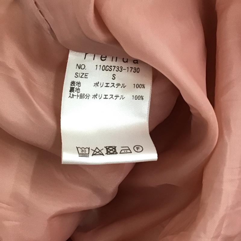リエンダ rienda ワンピース ミニスカート 110GS733-1730 バックフリルオープンマーメイドミニOP 半袖 S ストライプ 白 / ホワイト / X 桃 / ピンク / レディース USED 古着 中古 10119203