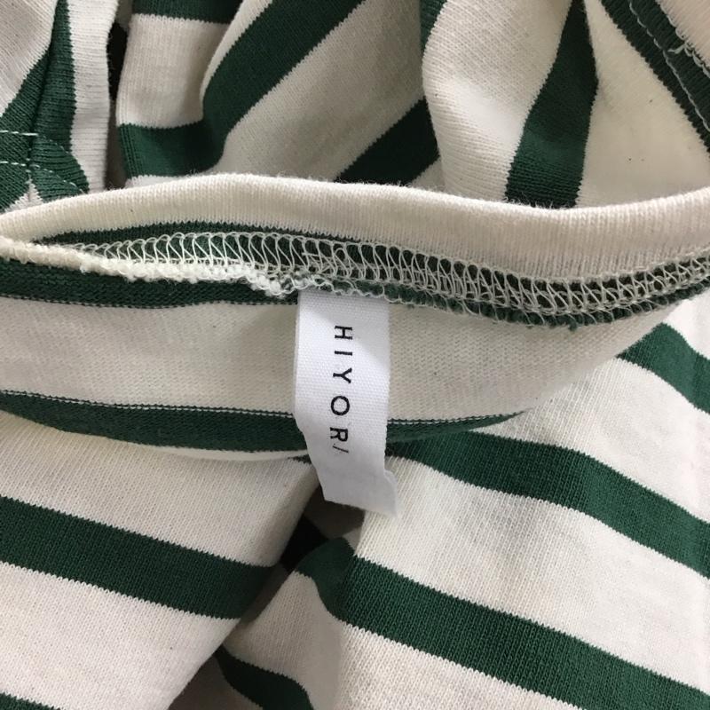 ひより HIYORI カットソー 長袖 長袖カットソー クルーネックカットソー ロングスリーブカットソー ボーダーTシャツ FREE ボーダー柄 白 / ホワイト / X 緑 / グリーン / レディース USED 古着 中古 10124076