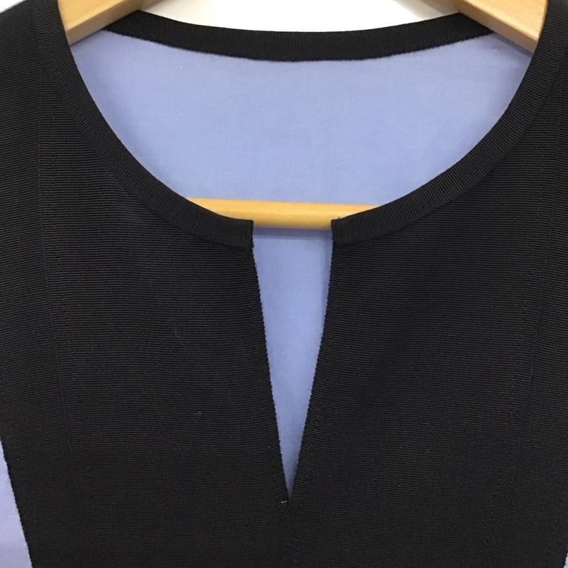 ランバン LANVIN カットソー 長袖 38 無地 黒 / ブラック / X 水色 / ライトブルー / レディース USED 古着 中古 10133308