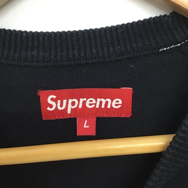 シュプリーム Supreme ニット、セーター 長袖 長袖ニットカットソー クルーネック セーター L ロゴ、文字 紺 / ネイビー / メンズ USED 古着 中古 10136726