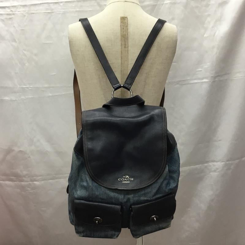 コーチ COACH リュックサック、デイパック リュックサック、デイバッグ F57905 デニム ロゴ、文字 紺 / ネイビー / X 青 / ブルー / レディース USED 古着 中古 10107603