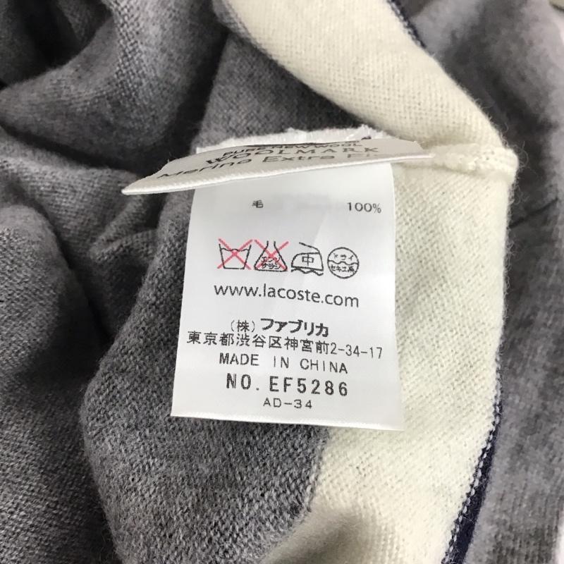 ラコステ LACOSTE ワンピース ひざ丈スカート EF5286 DEVANLAY ニットワンピース Vネック ウール 34 ワンポイント 灰 / グレー / X 白 / ホワイト / X 紺 / ネイビー / レディース USED 古着 中古 10107939