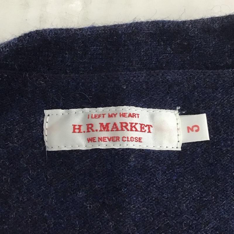 ハリウッドランチマーケット HOLLYWOOD RANCH MARKET カーディガン 長袖 長袖カーディガン 前開き 長袖ニットカーディガン 2 無地 紺 / ネイビー / メンズ USED 古着 中古 10111634
