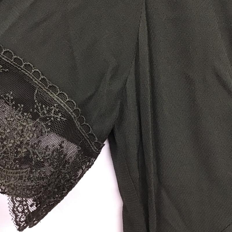 ザラ ZARA ワンピース ロングスカート 半袖ロングワンピース フレアスカート 前ボタン 前開き L 無地 緑 / グリーン / レディース USED 古着 中古 10138308