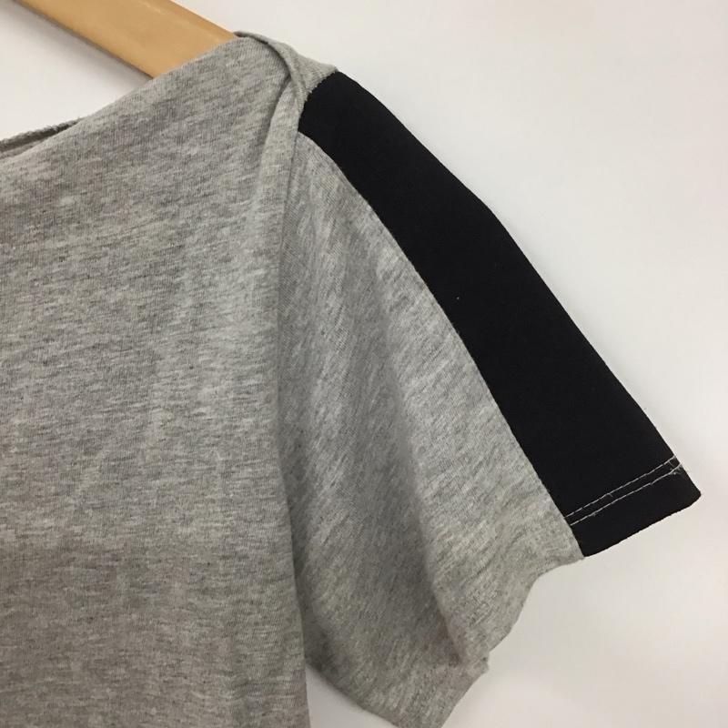ムルーア MURUA Tシャツ 半袖 半袖カットソー プリントTシャツ オープンネックカットソー FREE 無地 黒 / ブラック / X 灰 / グレー / レディース USED 古着 中古 10136273