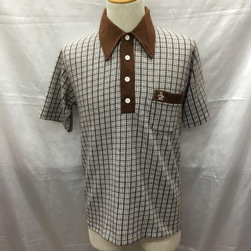マンシングウェア Munsingwear ポロシャツ 半袖 胸ポケット ペンギン Grand Slam M 茶 / ブラウン / X 白 / ホワイト / メンズ USED 古着 中古 10115542
