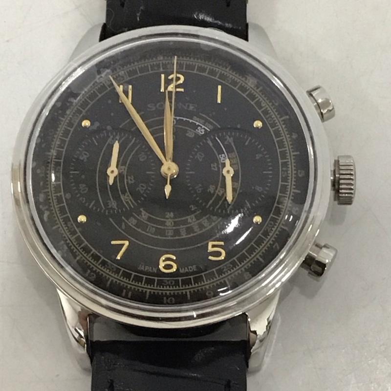ゾンネ SONNE 腕時計 アナログ(クォーツ式) HI001 レザーベルト ロゴ、文字 黒 / ブラック / メンズ USED 古着 中古 10135248