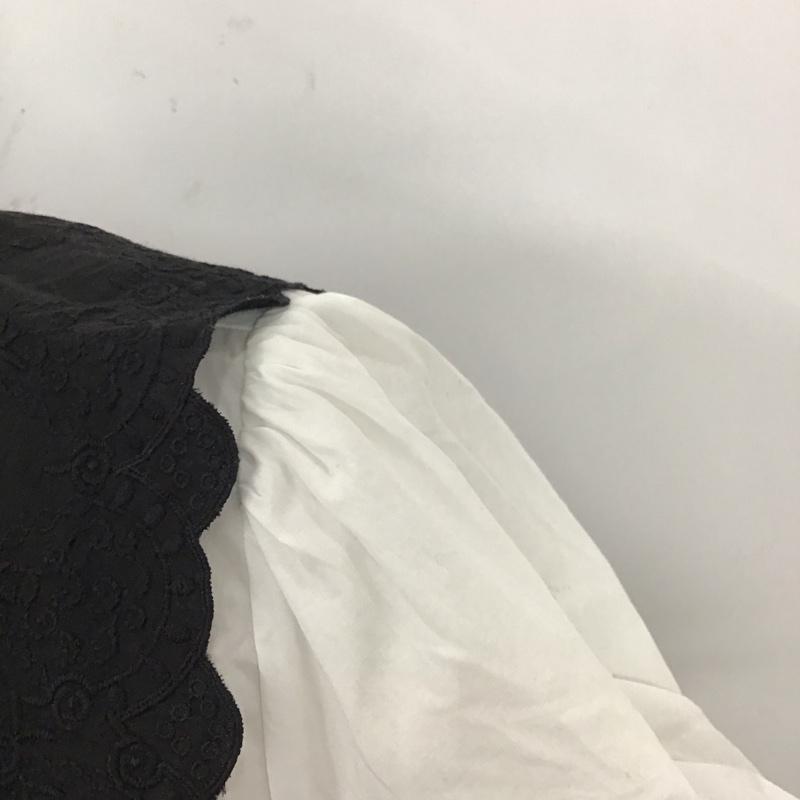 ザラ ZARA カットソー 半袖 1971 083 250 コントラストポプリン地ブラウス S 刺繍 白 / ホワイト / X 黒 / ブラック / レディース USED 古着 中古 10120363