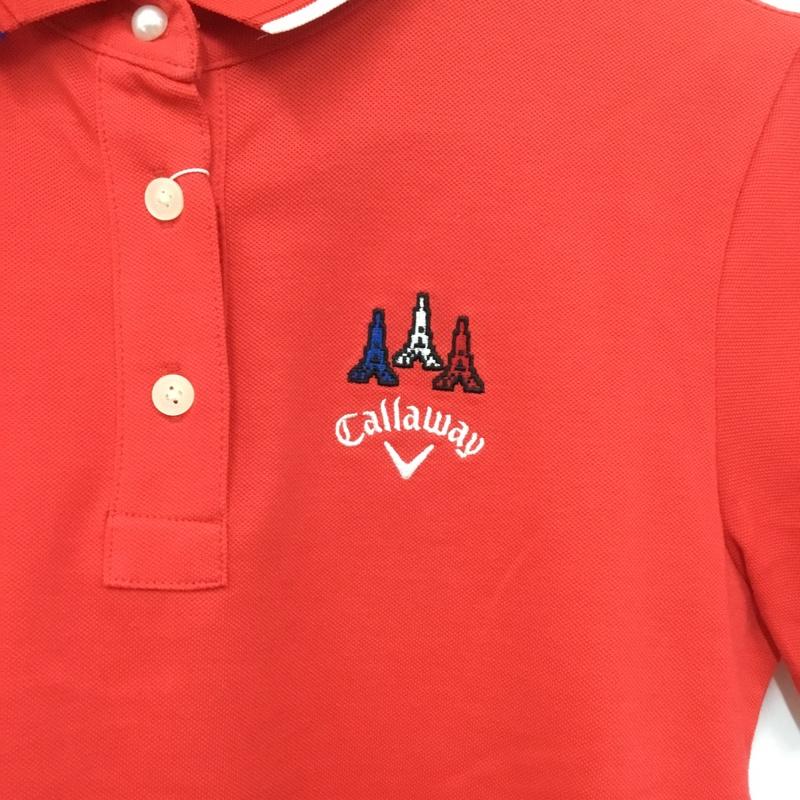 キャロウェイ CALLAWAY ポロシャツ 半袖 241-8251800 ゴルフウェア ストレッチ タグ付き M ロゴ、文字 赤 / レッド / レディース USED 古着 中古 10135699