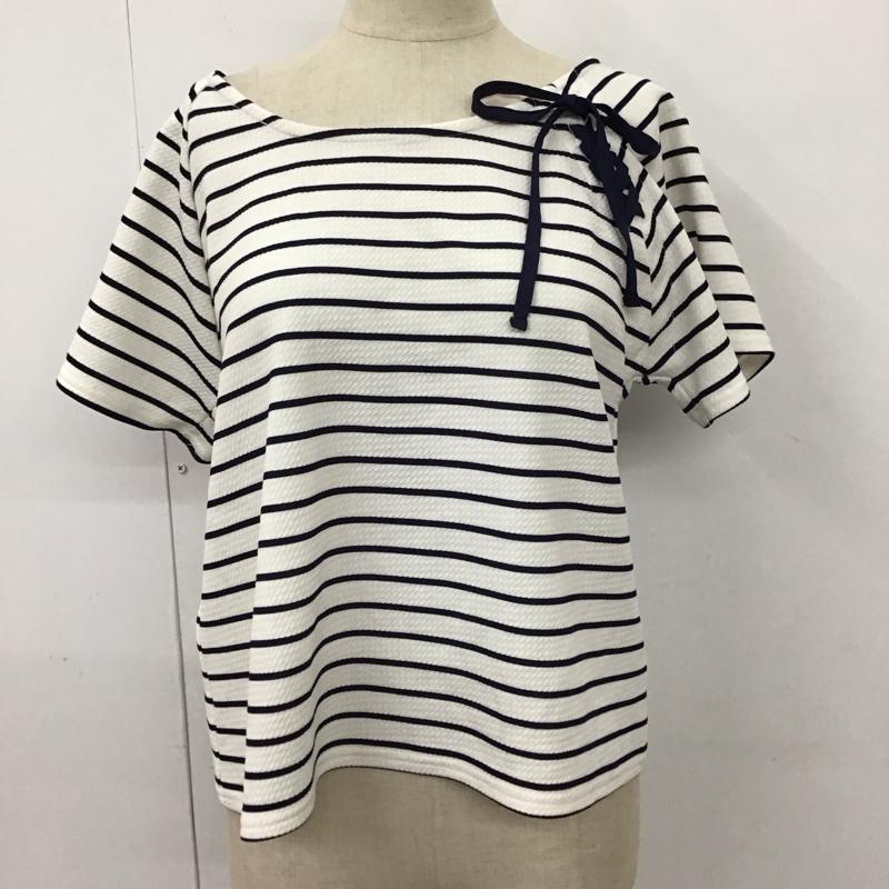 アリシアページボーイ alicia PAGEBOY カットソー 半袖 FREE ボーダー柄 白 / ホワイト / X 紺 / ネイビー /  レディース USED 古着 中古 10114010