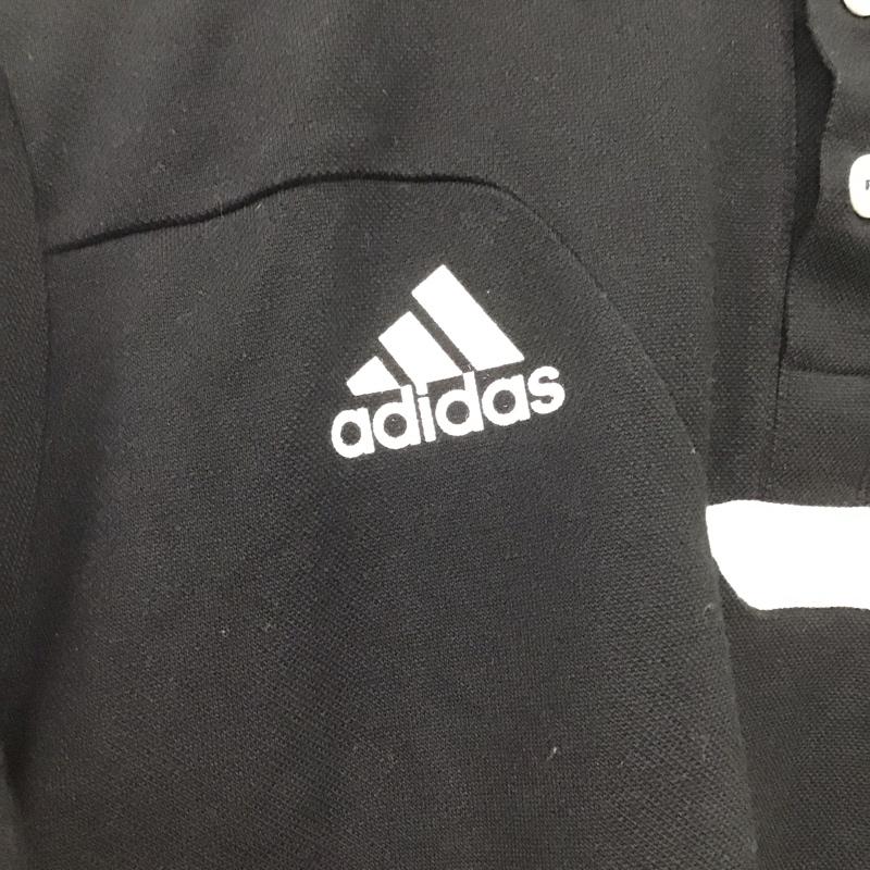 アディダス adidas ポロシャツ 半袖 半袖ポロシャツ カラーシャツ 半袖カットソー スポーツウェア M ロゴ、文字 黒 / ブラック / メンズ USED 古着 中古 10134970