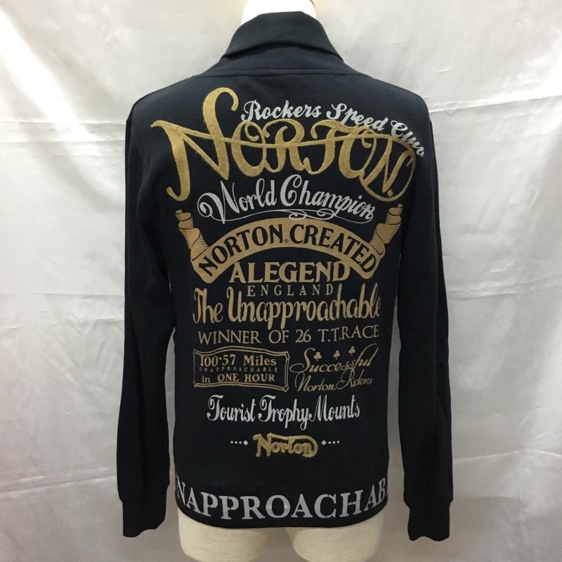 ノートン Norton カーディガン 長袖 33N1208 スウェット ショールカラー バックプリント 刺繍 M ロゴ、文字 黒 / ブラック / メンズ USED 古着 中古 10109267