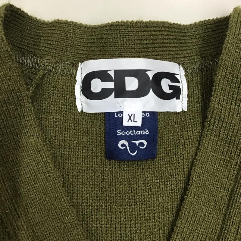 コムデギャルソン COMME des GARCONS カーディガン 長袖 sz-n006 厚手カーディガン 前開きカーディガン 長袖ニットカーディガン XL 無地 カーキ / カーキ / メンズ USED 古着 中古 10122686