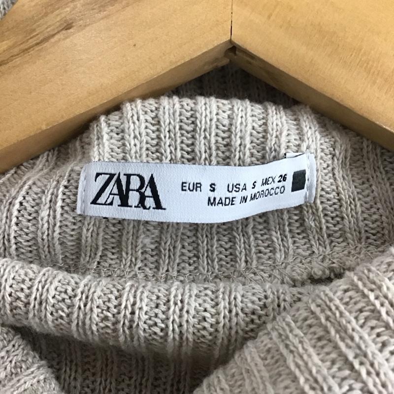 ザラ ZARA カットソー 半袖 ノースリーブカットソー プルオーバー リブ S 無地 ベージュ / ベージュ / レディース USED 古着 中古 10136098