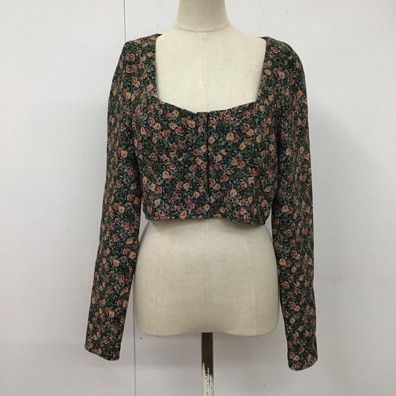ザラ ZARA カーディガン 長袖 8510 756 800 ショート丈 スクエアネック フロントホック M 花柄 マルチカラー / マルチカラー / レディース USED 古着 中古 10126471