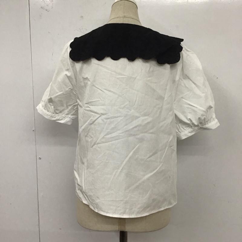 ザラ ZARA カットソー 半袖 1971 083 250 コントラストポプリン地ブラウス S 刺繍 白 / ホワイト / X 黒 / ブラック / レディース USED 古着 中古 10120363